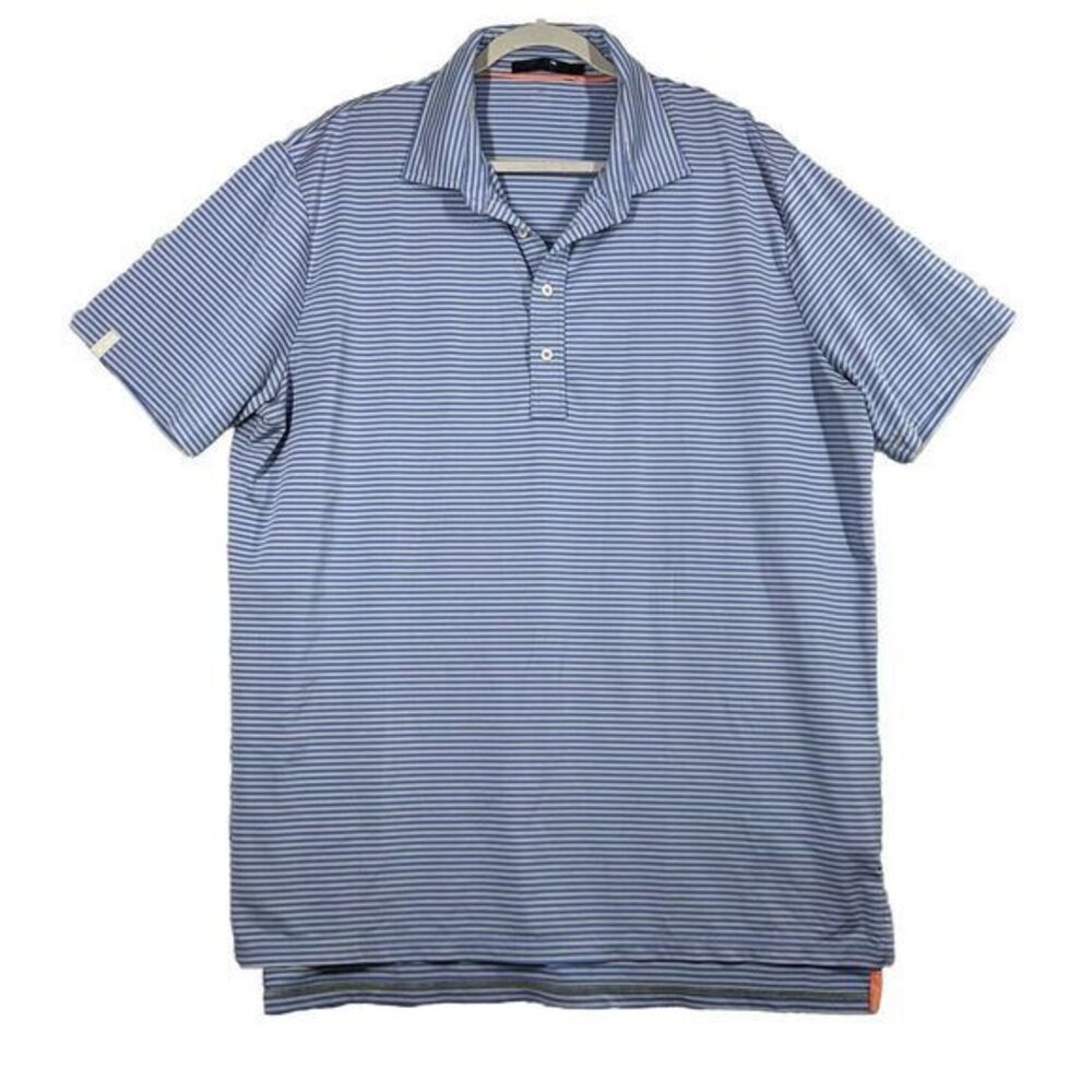 RLX Ralph Lauren Polo Shirt Men XL Blue Striped‎ Golf Performance Golfing